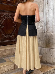 Back Zipper Tube Top and Midi Skirt Set OutfitFlow