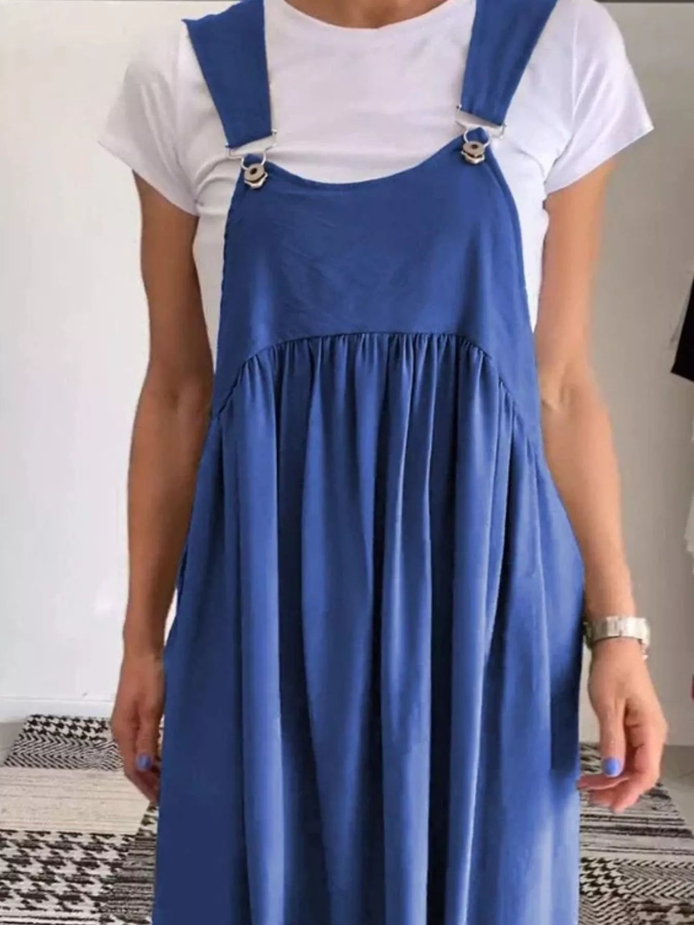 Full Size Ruched Wide Strap Overall Maxi Dress Plus Size OutfitFlow