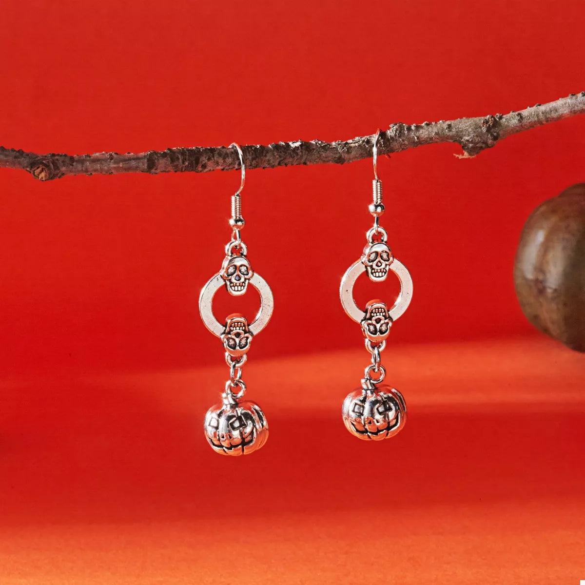 Halloween Pumpkin Dangle Earrings OutfitFlow