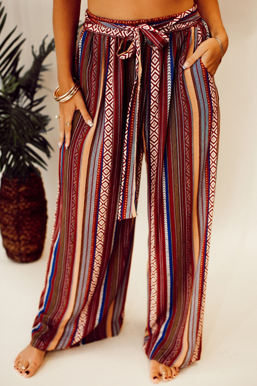 Outfit Flow - Printed Tied Wide Leg Pants