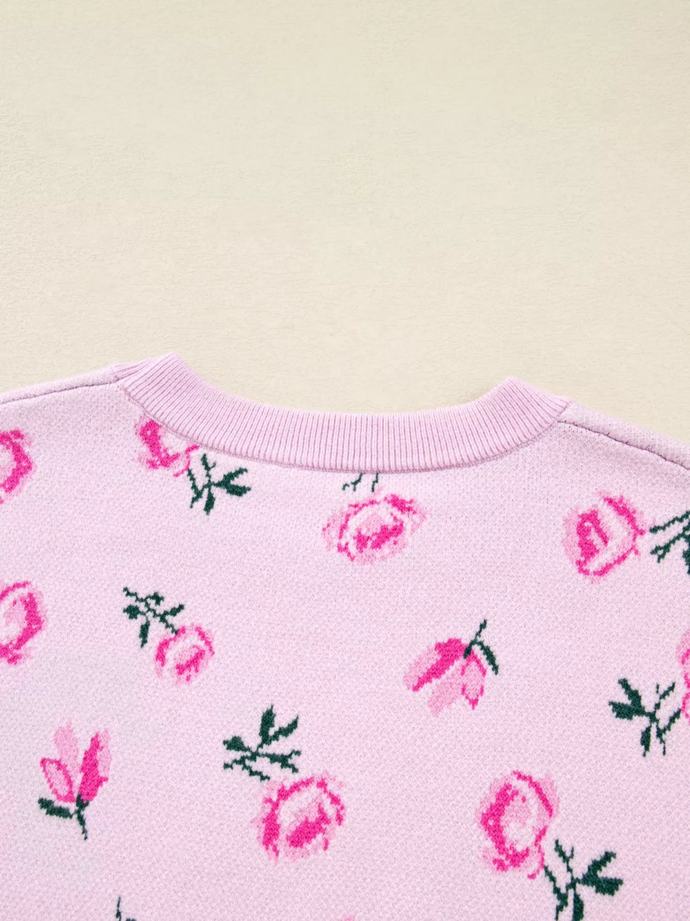 Floral Drop Shoulder Cropped Sweater OutfitFlow