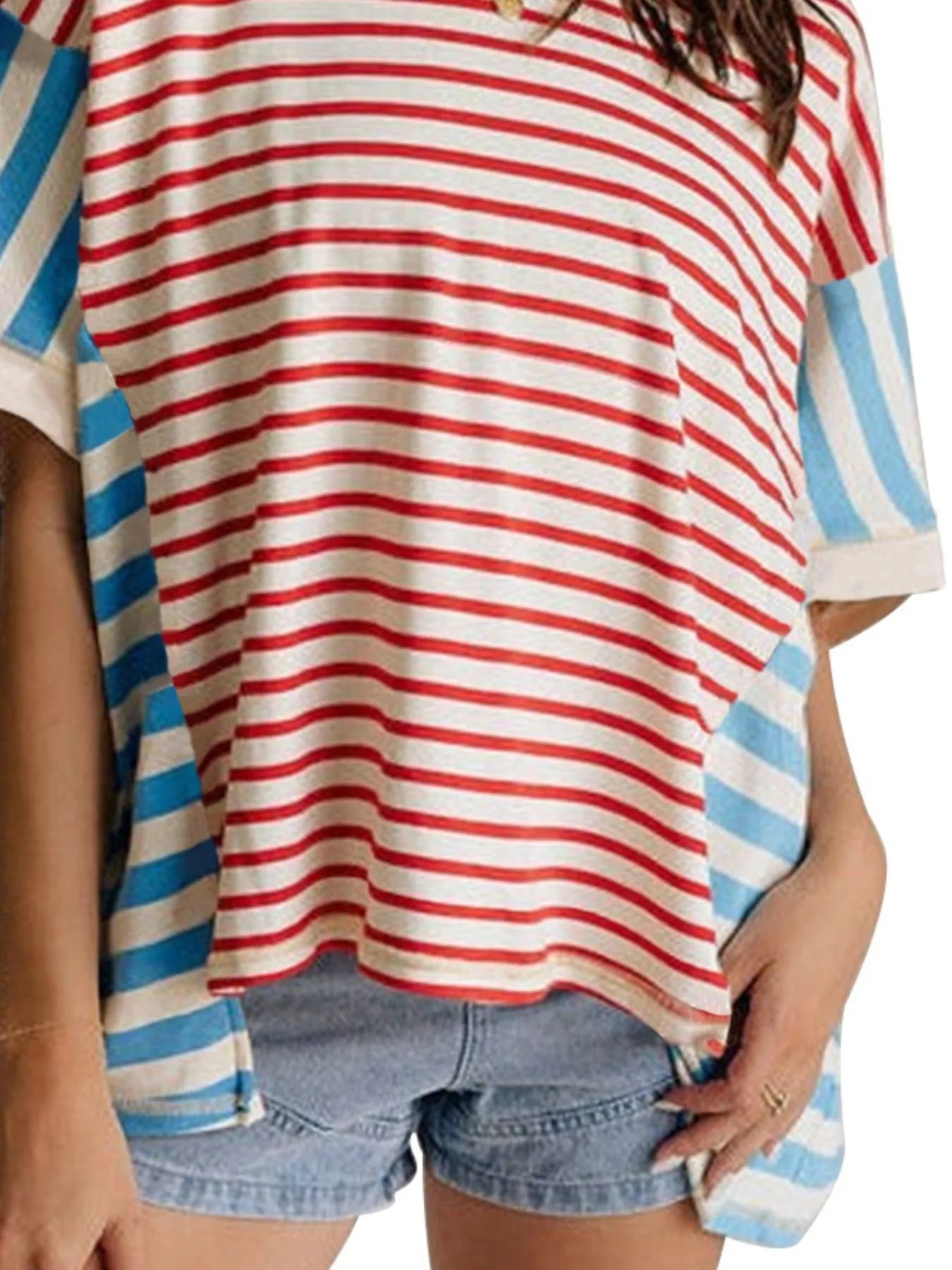 Colorful Striped Oversized T-Shirt OutfitFlow