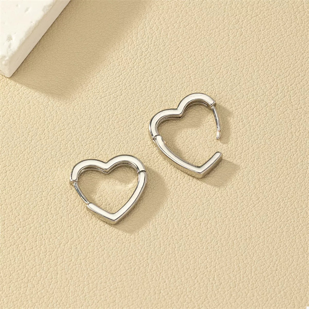 Alloy Heart Shape Hoop Earrings Silver onesize OutfitFlow