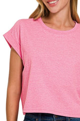 Zenana Rolled Sleeve Crop T-Shirt OutfitFlow