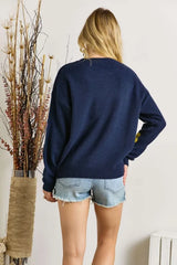 ADORA Full Size Flower Popped Sweater Plus Size OutfitFlow