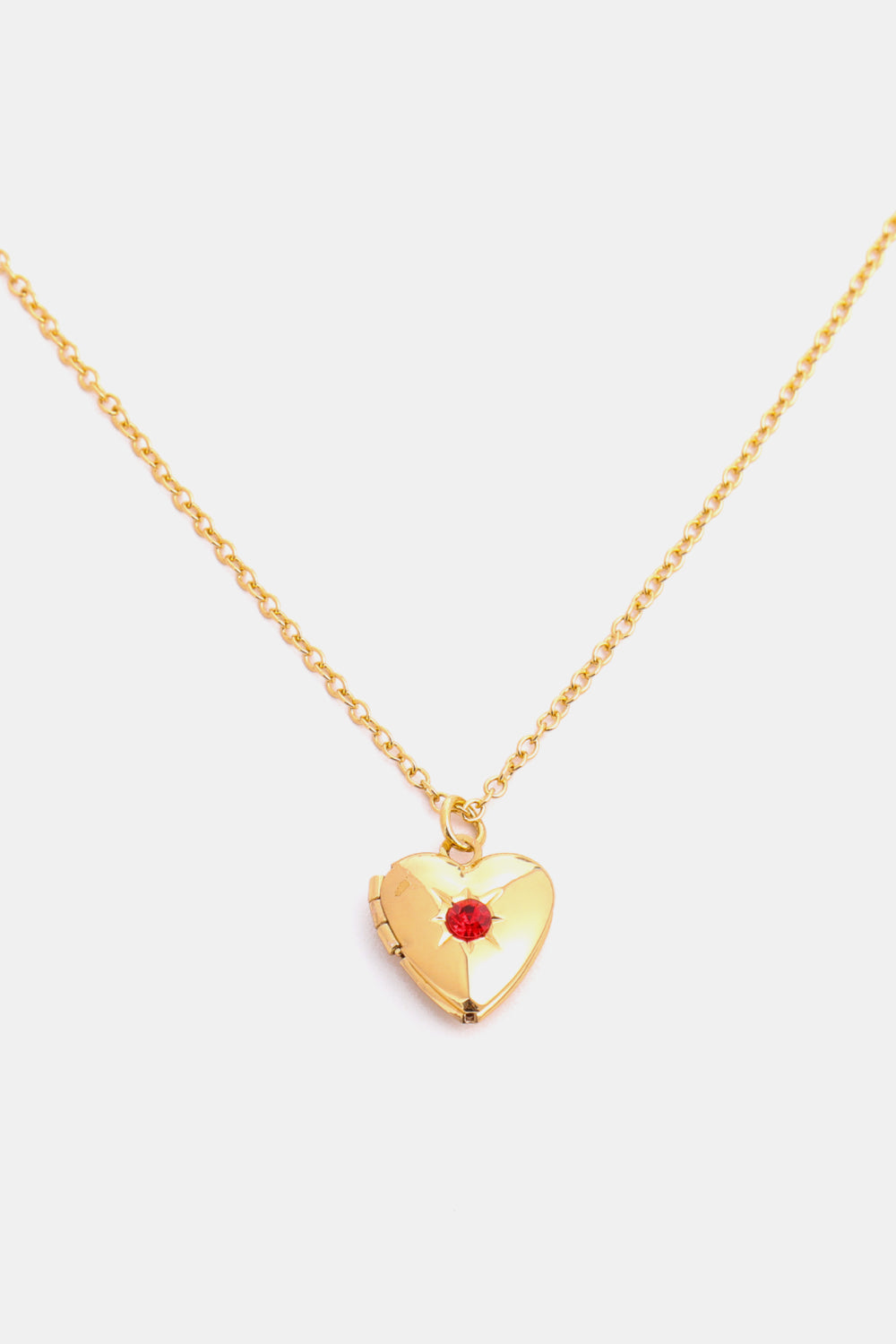 Zircon Heart Shape 14K Gold-Plated Pendant Necklace January One Size OutfitFlow