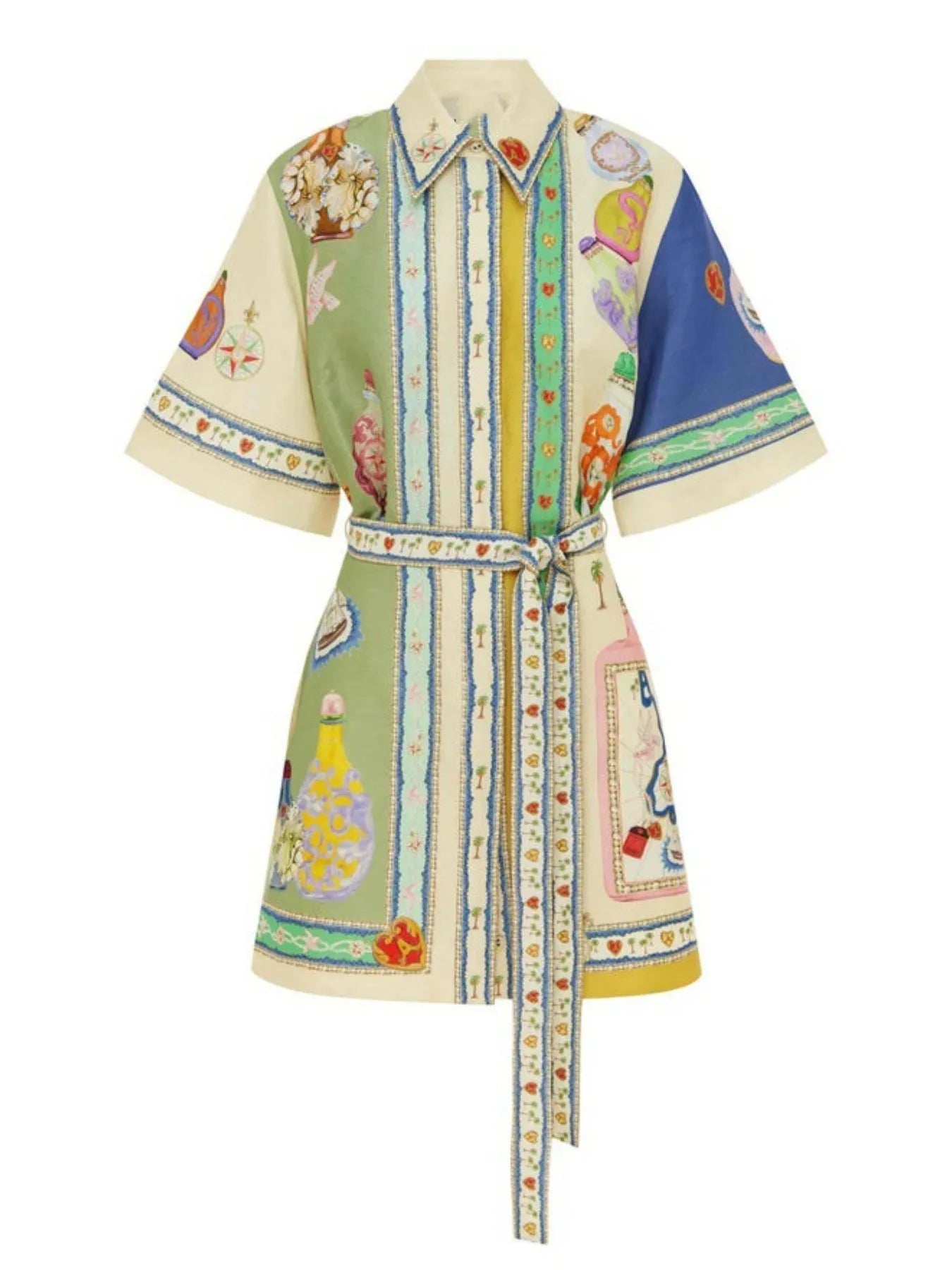 Printed Half Sleeve Shirt Dress OutfitFlow