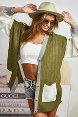 BiBi Color Block Sweater Cardigan with Button Closure OutfitFlow