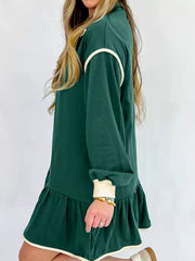Ruffled Hem Dropped Shoulder Mini Dress OutfitFlow