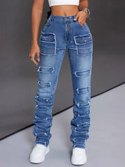 Men's Distressed Slim Fit Jeans Blue OutfitFlow