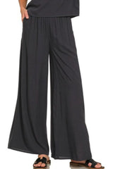 Zenana Round Neck T-Shirt and Wide Leg Pants Set OutfitFlow