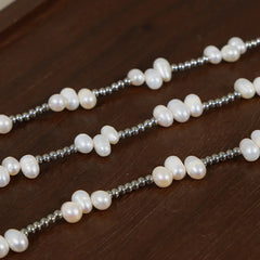 Freshwater Pearl Titanium Steel Bead Necklace OutfitFlow