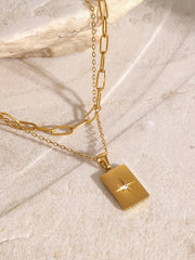 18K Gold-Plated Stainless Steel Double-Layered Necklace OutfitFlow