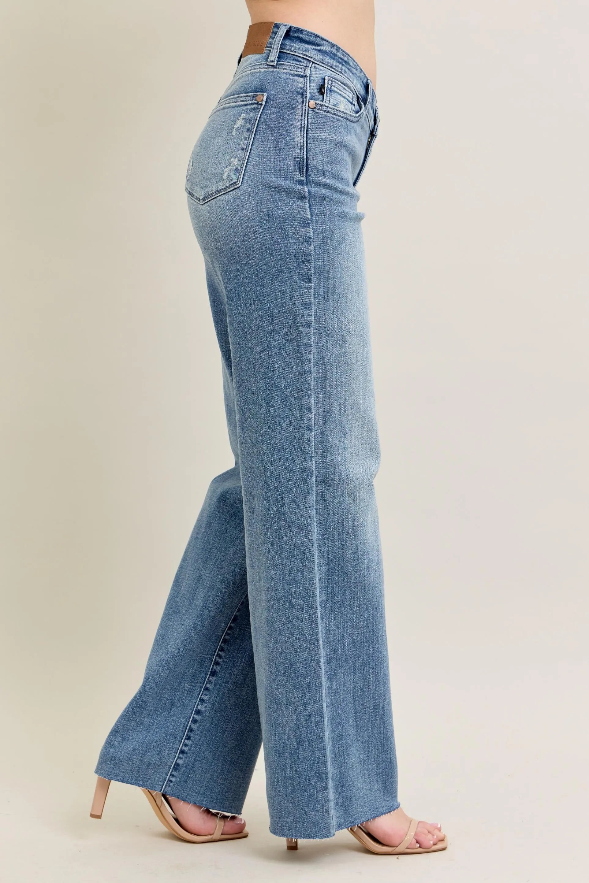 Judy Blue Full Size V - Front Baggy Jeans Plus Size OutfitFlow