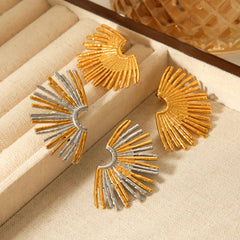 Stainless Steel Fan-Shaped Earrings OutfitFlow