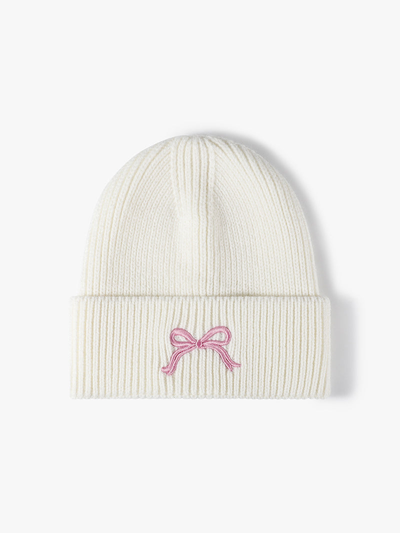 Outfit Flow - Embroidered Bow Knit Hat