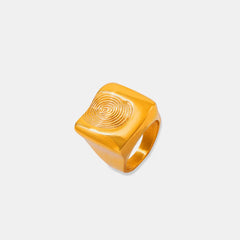 Titanium Steel Fingerprint Signet Ring OutfitFlow