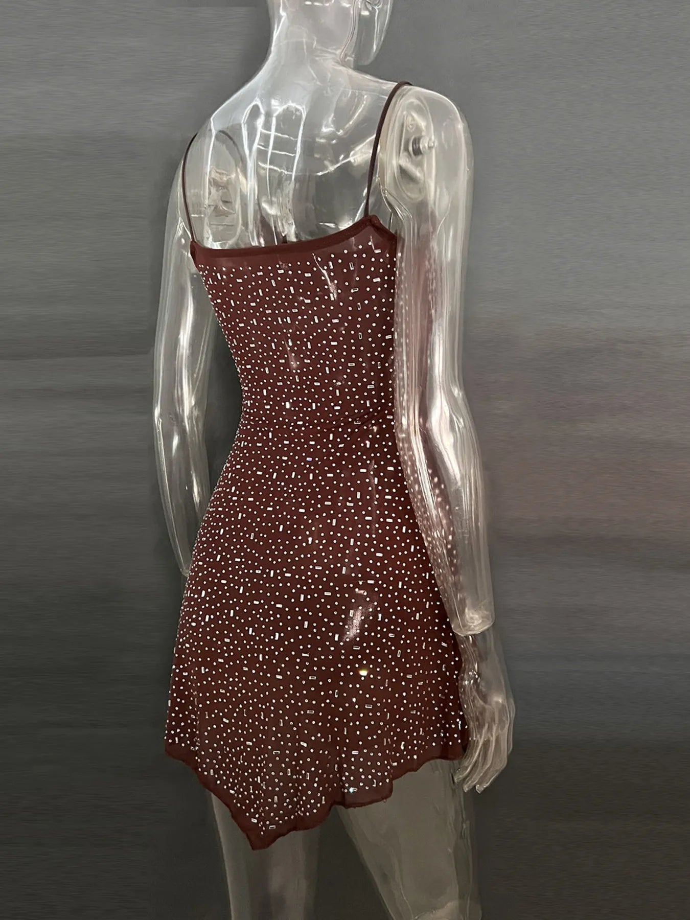 Rhinestone Decor Mini Cami Dress OutfitFlow