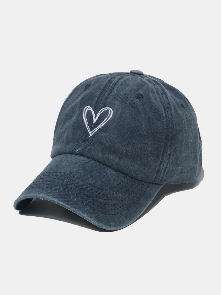 Outfit Flow - Embroidered Heart Washed Cotton Baseball Cap