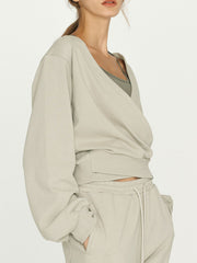 Outfit Flow - Surplice Long Sleeve Sweatshirt