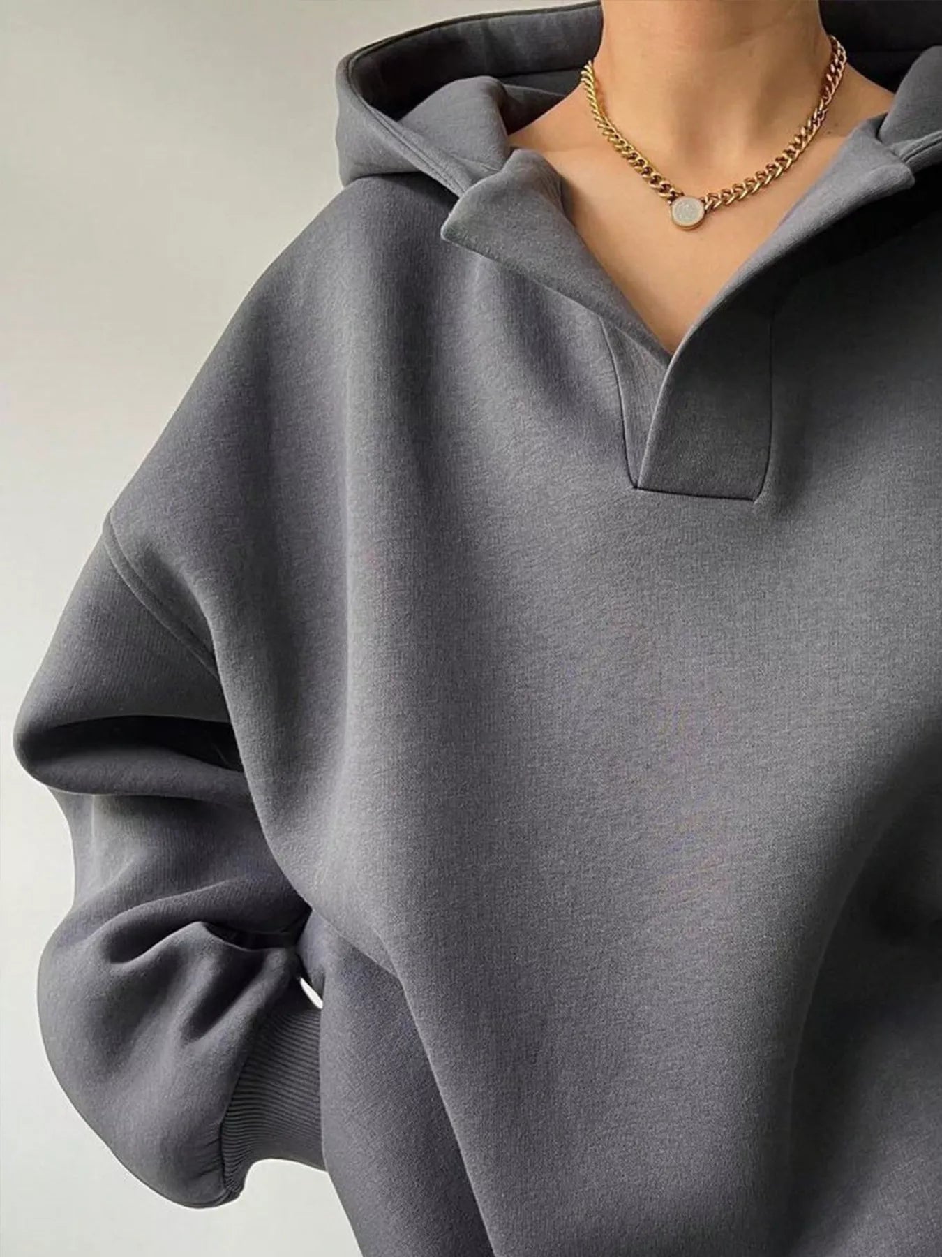 Dropped Shoulder Long Sleeve Sweatshirt OutfitFlow