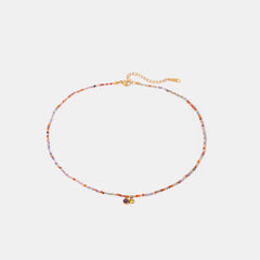 Stainless Steel Glass Stone Necklace OutfitFlow