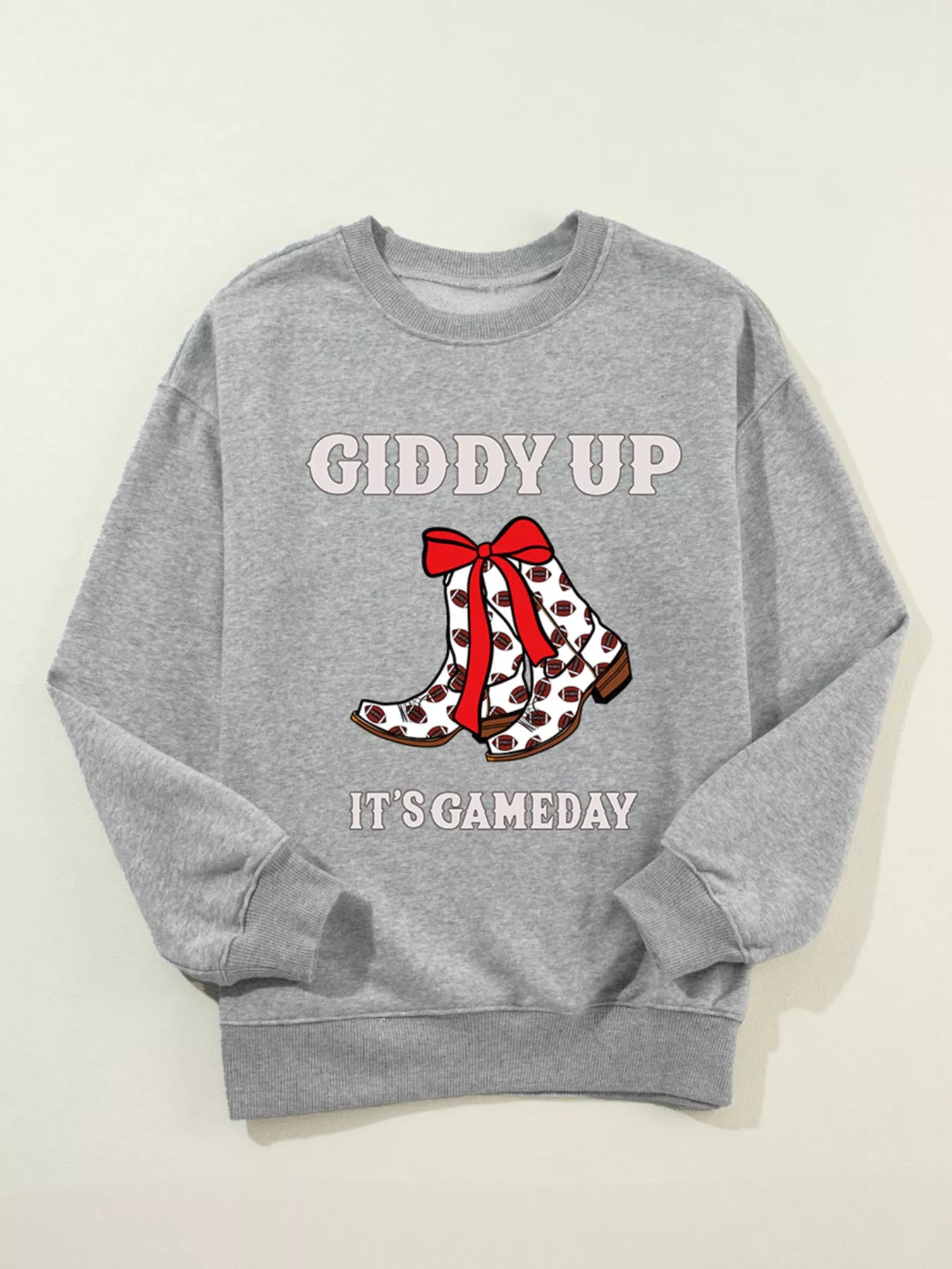 GIDDY UP ITS GAME DAY Cowgirl Boots Graphic Sweatshirt OutfitFlow