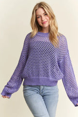 ADORA Round Neck Lurex Crochet Top OutfitFlow