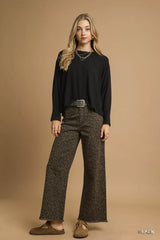 Umgee Brushed Fleeve Crewneck Top OutfitFlow