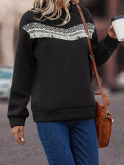 Fringe Trim Crew Neck Sweatshirt Trendsi