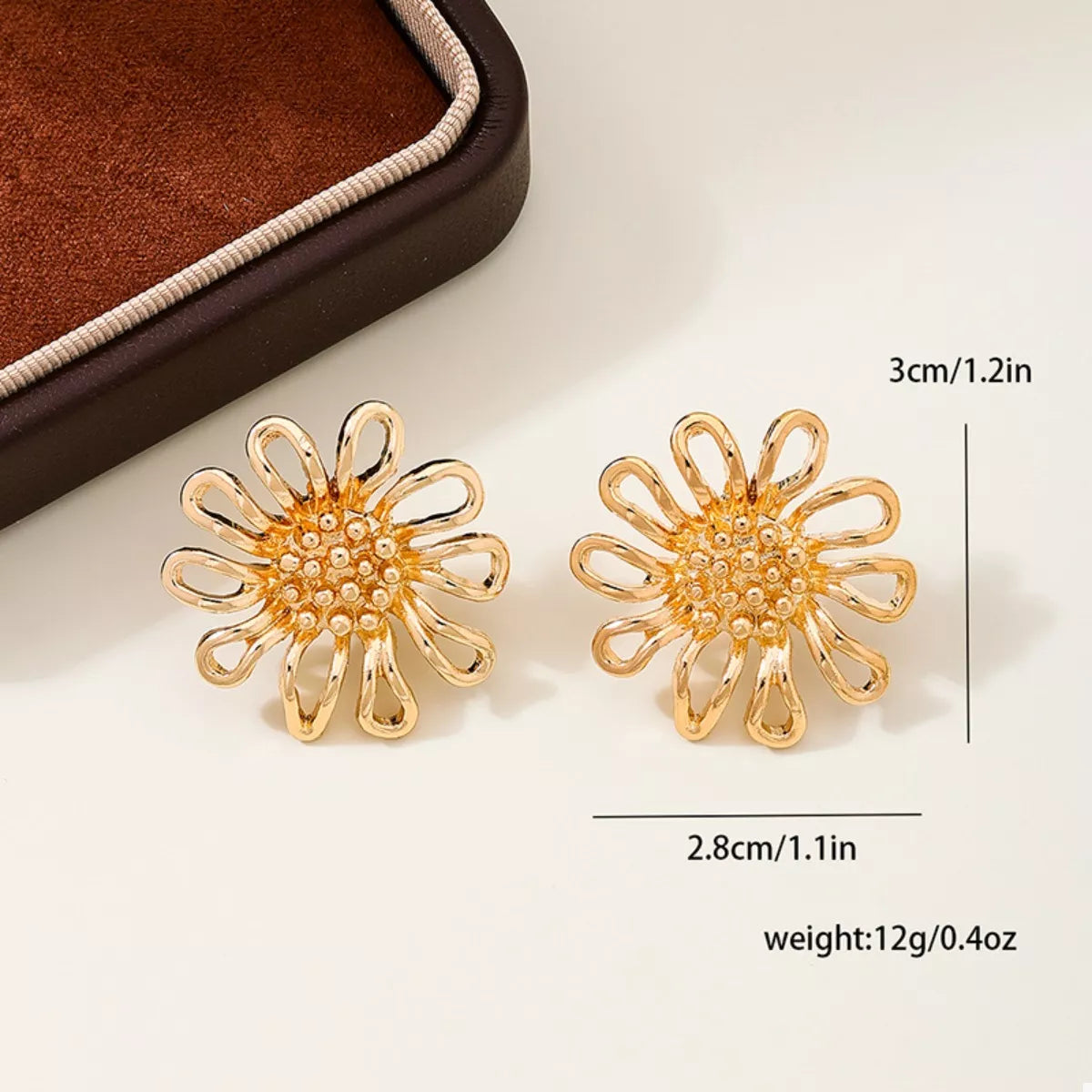 18K Gold-Plated Flower Stud Earrings OutfitFlow