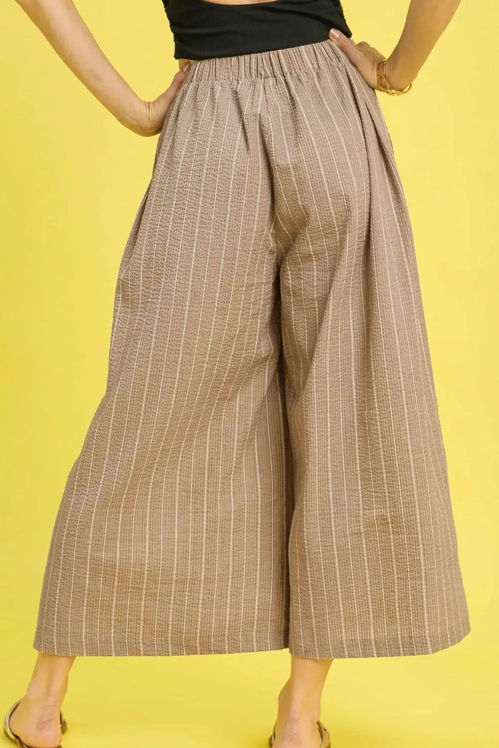 Umgee Pinstripe Crop Palazzo Pants OutfitFlow