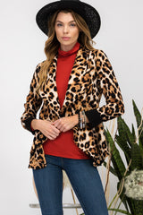 Outfit Flow - Celeste Full Size Leopard Open Front Long Sleeve Blazer