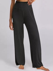 Relaxed Fit Ribbed Knit Top and Pants Set OutfitFlow
