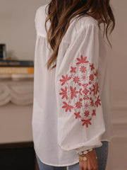 Embroidered Button Up Long Sleeve Shirt OutfitFlow
