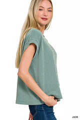 Zenana Raised Rib Cap Sleeve Top & Shorts Set OutfitFlow