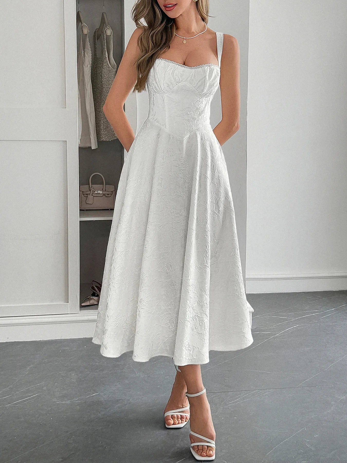 Lace-Up Sleeveless Midi Dress OutfitFlow