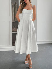 Lace-Up Sleeveless Midi Dress OutfitFlow
