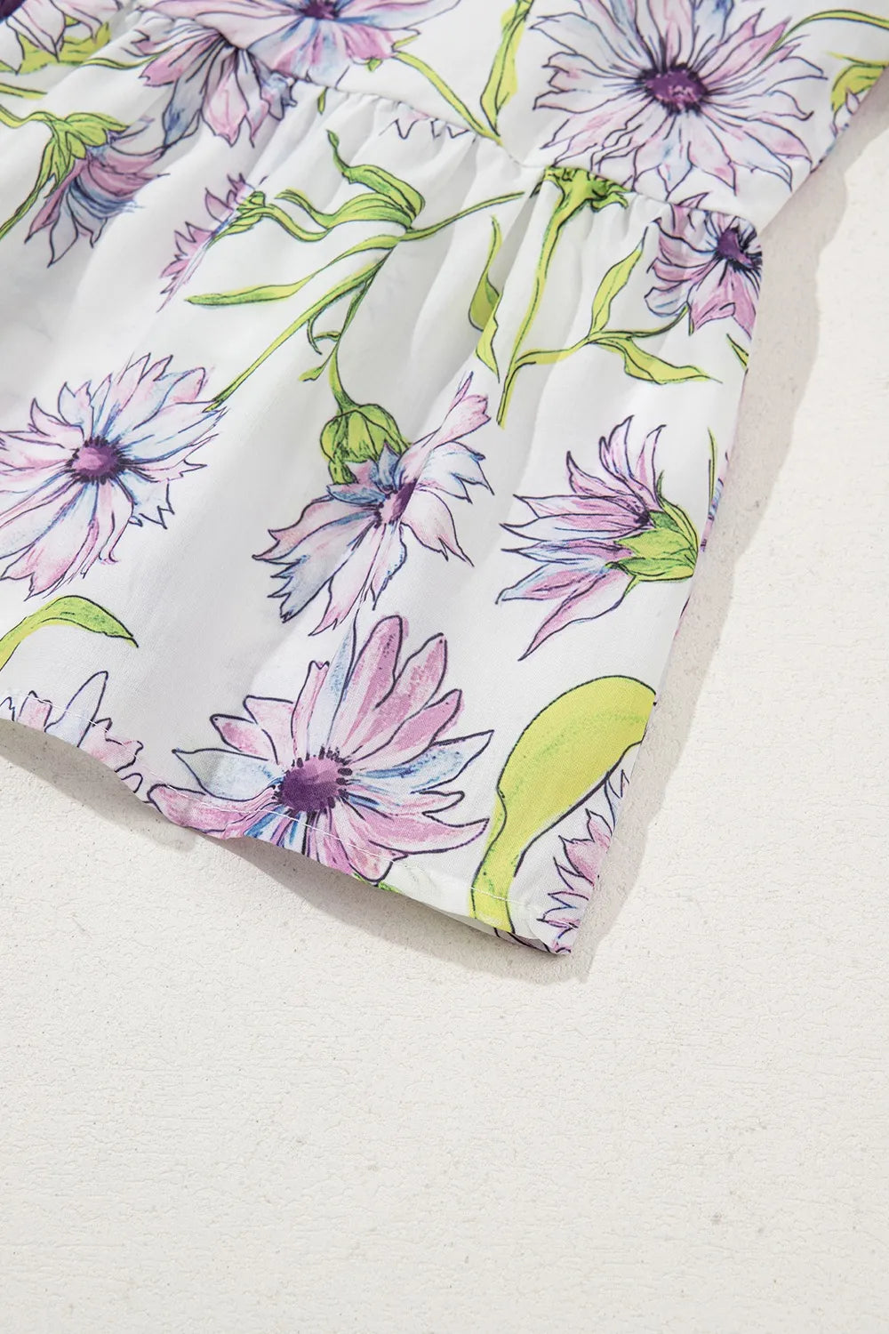 Floral Print Flounce Sleeve Peplum Blouse OutfitFlow
