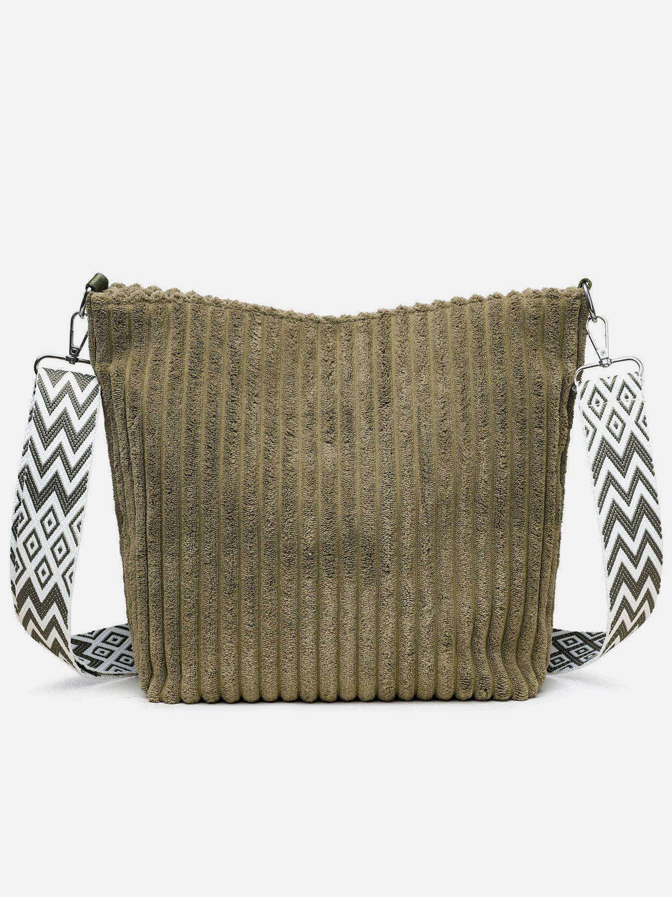 Corduroy Solid Color Crossbody Bag with Removable Strap OutfitFlow