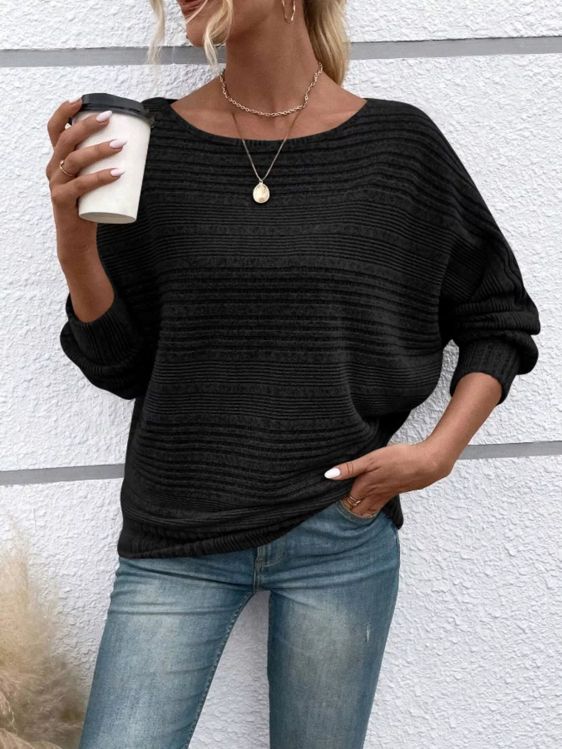 Relaxed Fit Ribbed Knit T-Shirt OutfitFlow