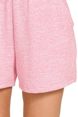 Zenana Soft Melange Hacci Elastic Waist Band Shorts OutfitFlow