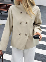 Double-Breasted Long Sleeve Jacket OutfitFlow