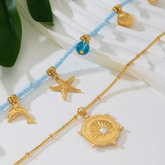 2-Piece Beaded Charm Necklace with Pendant OutfitFlow