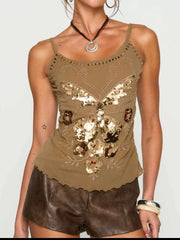 Sequin Butterfly Scoop Neck Cami OutfitFlow