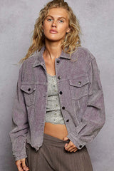 POL Button Down Corduroy Trucker Jacket OutfitFlow