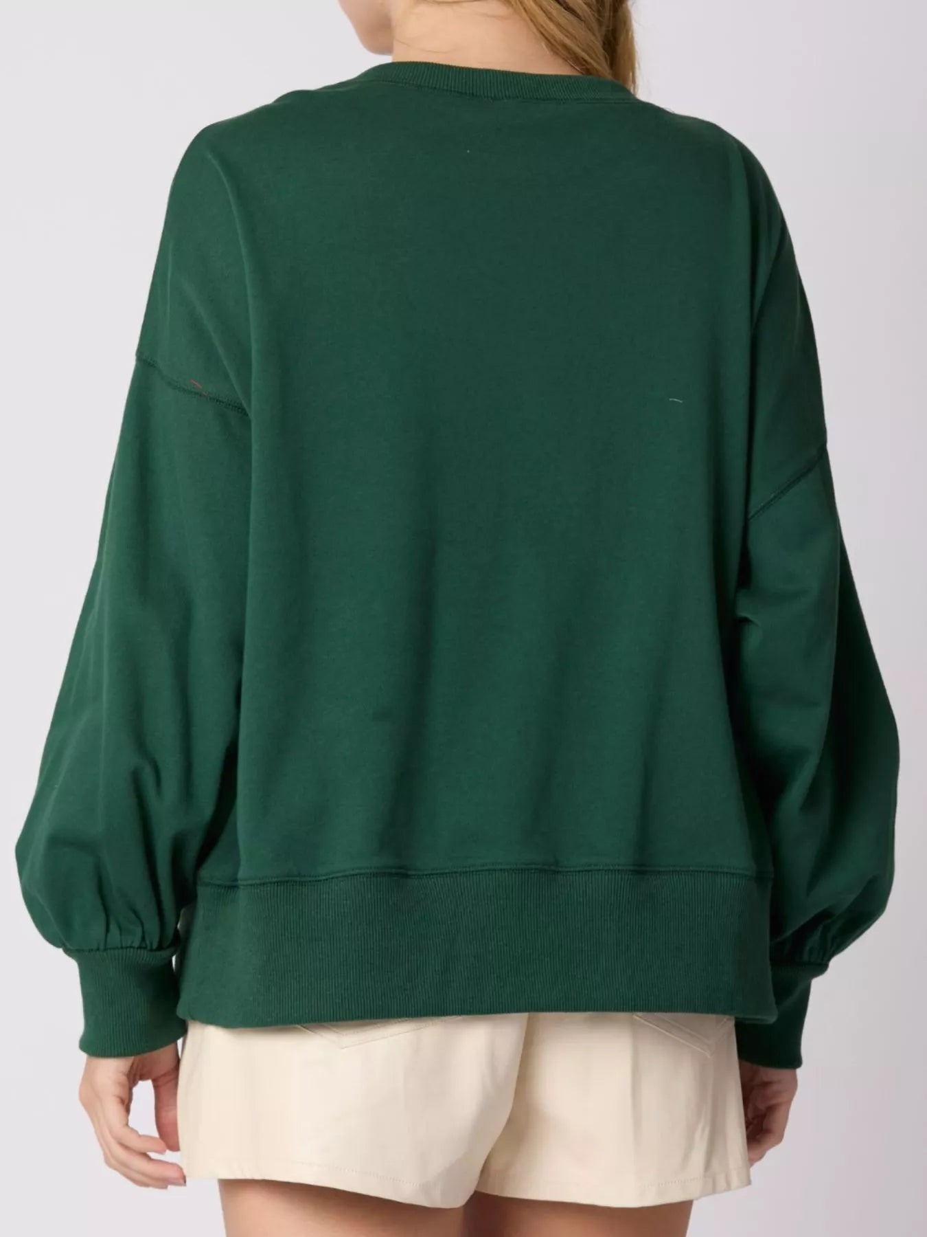 Christmas Long Sleeve Sweatshirt with Pom-Pom Bow Decoration OutfitFlow