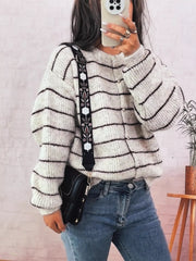 Striped Button Up Long Sleeve Cardigan OutfitFlow