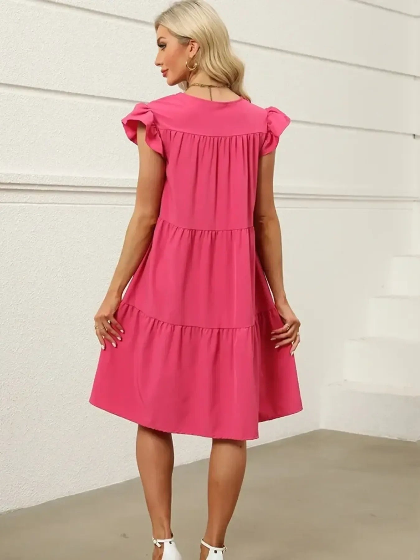 Tiered Ruffle Sleeve Mini Dress OutfitFlow