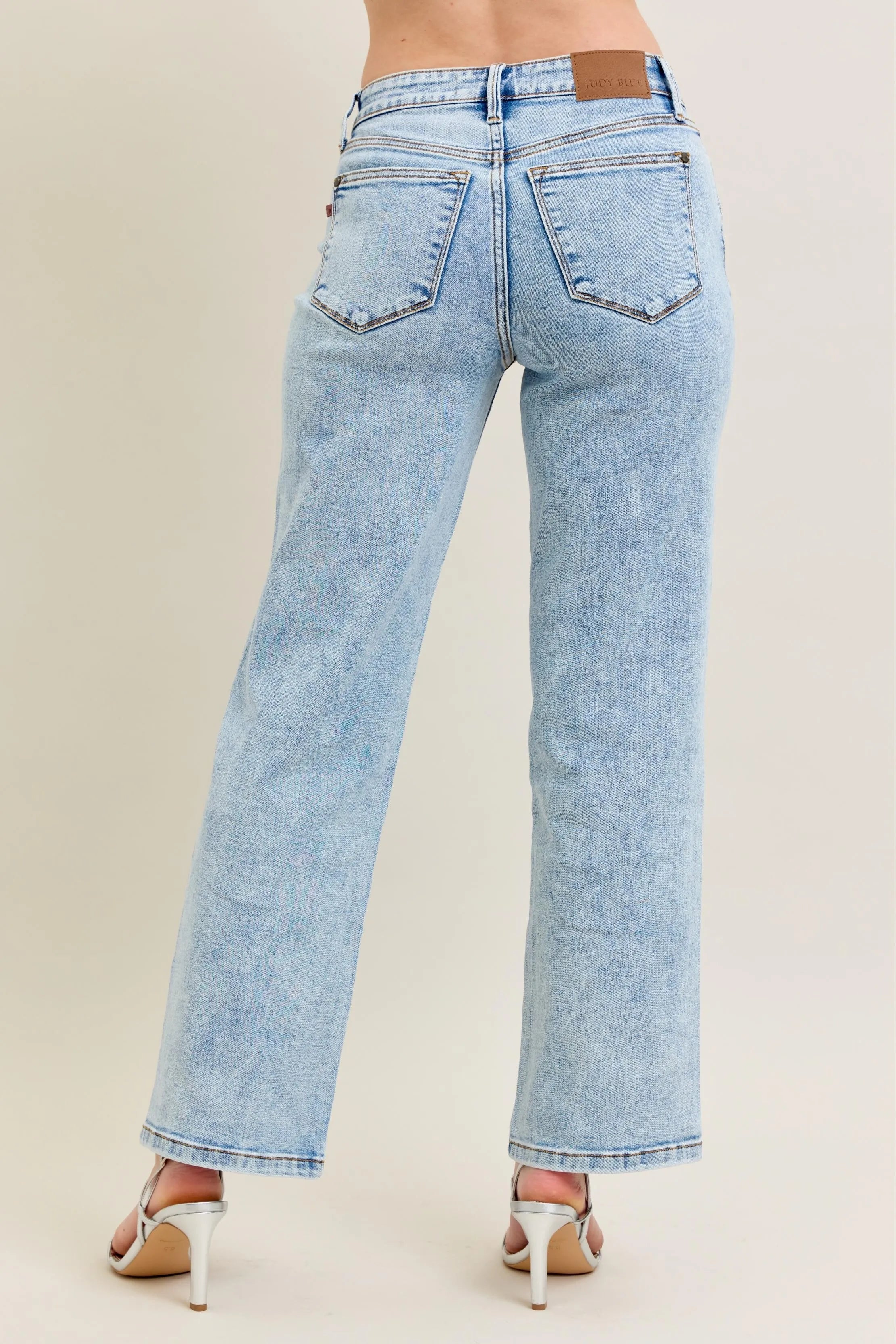 Judy Blue Full Size High Waist Stone Wash Straight Jeans Plus Size OutfitFlow